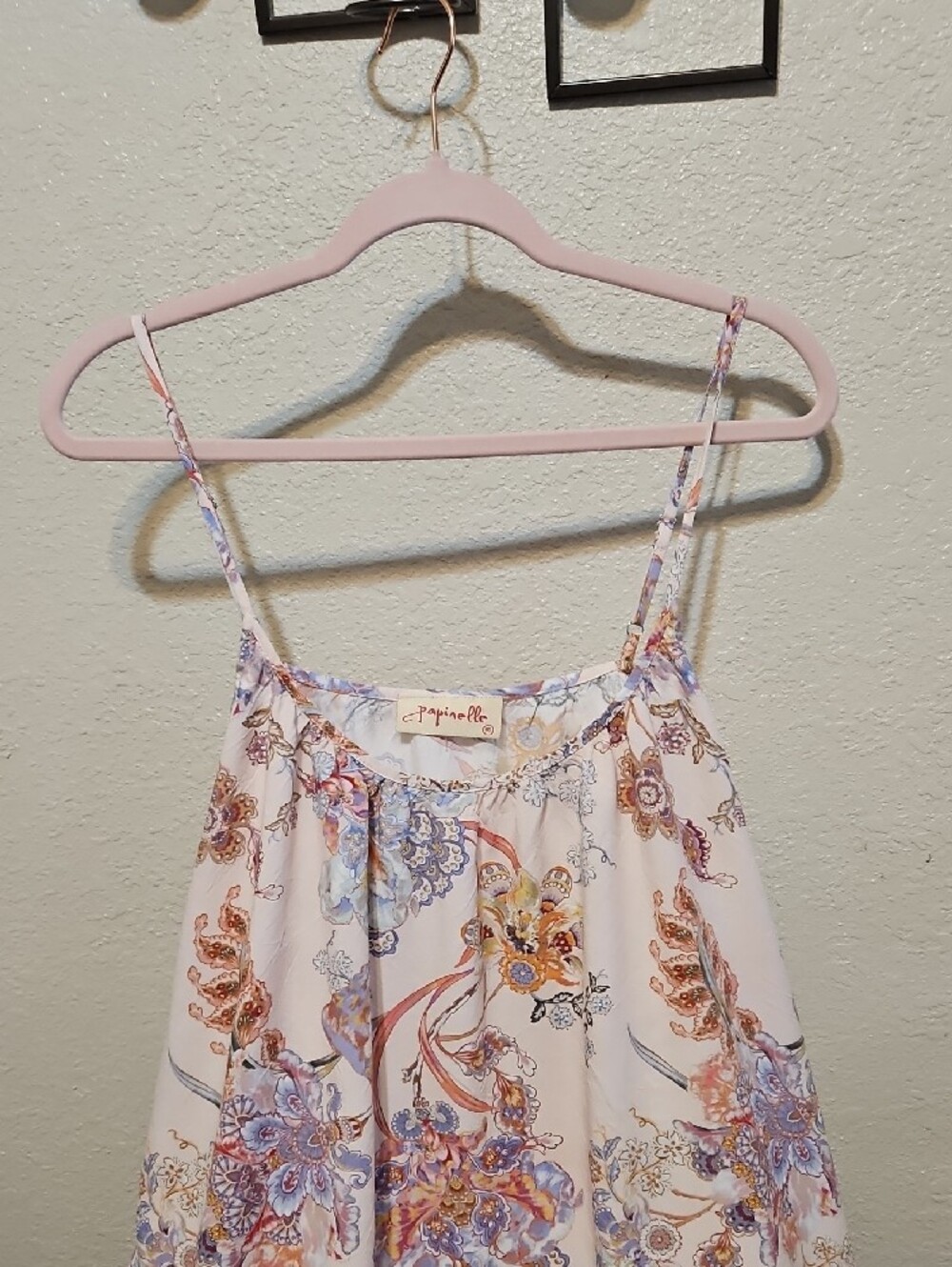 Light Pink Floral Slip Midi Dress with Adjustable Straps - Picture 2 of 8